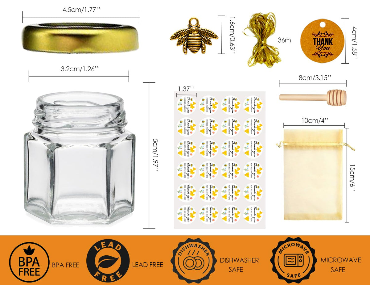 Ahhute hexagon honey container with gold lid keeps treats fresh for events