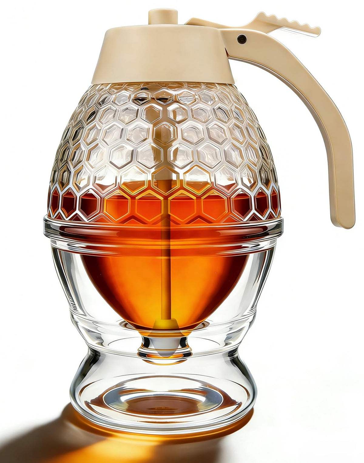Ahhute honey dispenser glass bottle with stand for mess-free honey