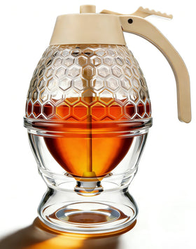 Ahhute honey dispenser glass bottle with stand for mess-free honey