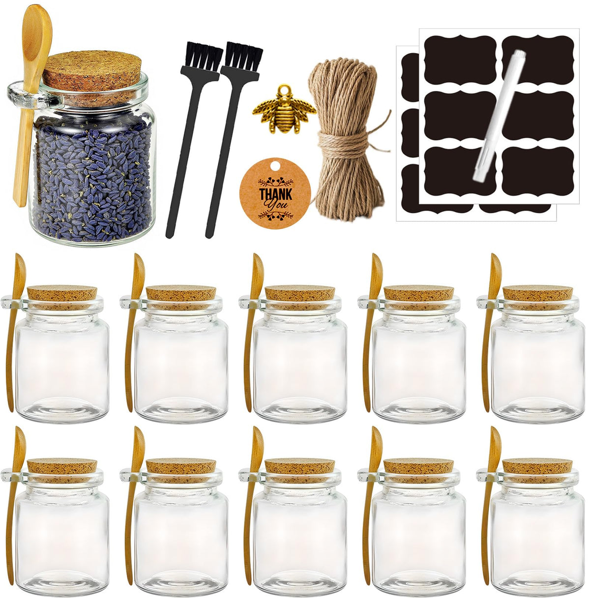 Ahhute 8oz sugar scrub jar in clear glass for DIY scrubs and easy content visibility