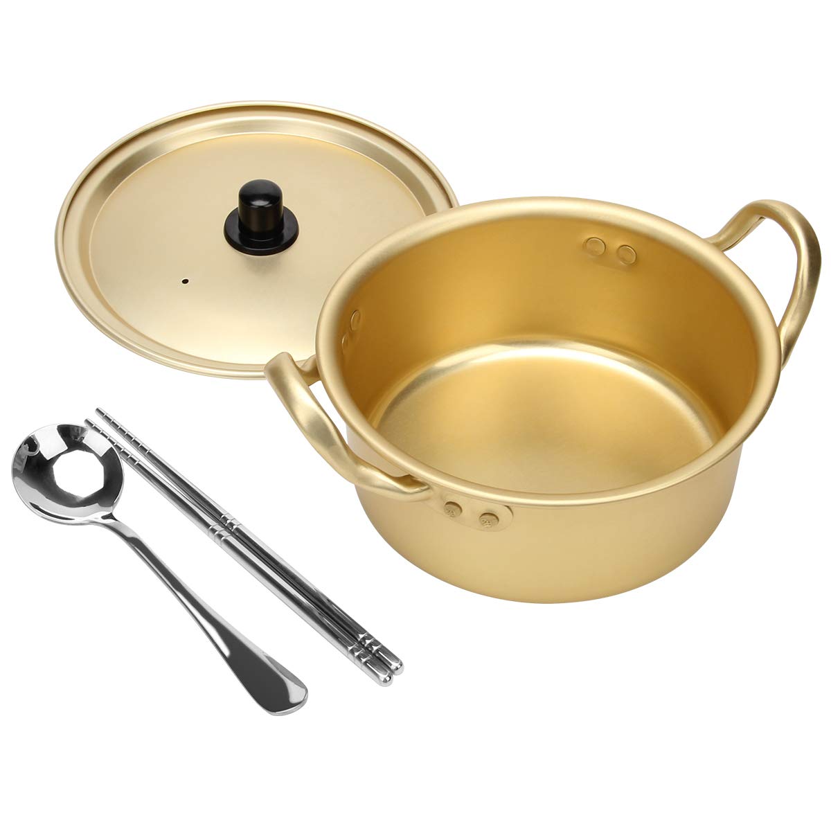 AHIER Korean ramen pot with lid for quick meals on the go.