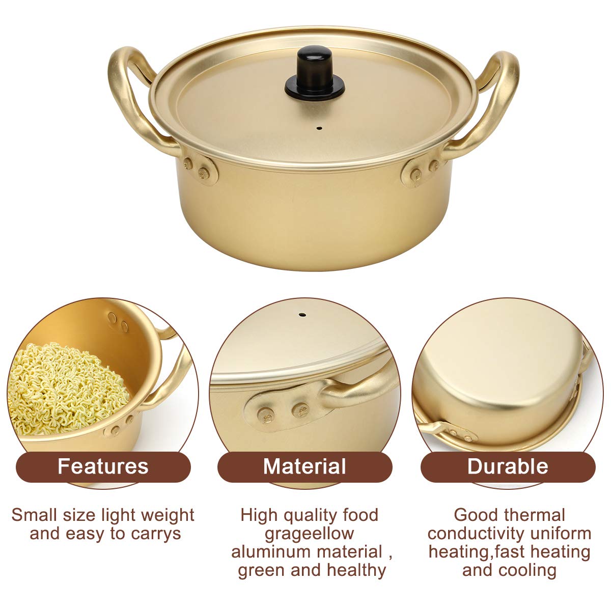 AHIER ramen pot includes spoon and chopsticks for convenient serving.