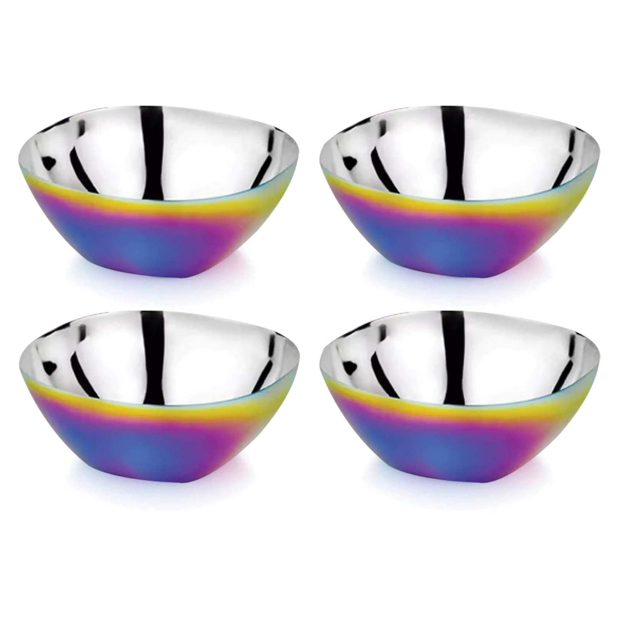 Ahimsa rainbow bowls multipack for kids, durable metal snack containers.
