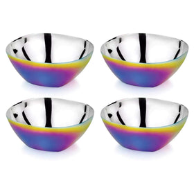 Ahimsa rainbow bowls multipack for kids, durable metal snack containers.