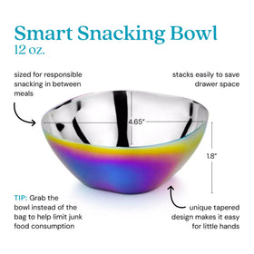 Ahimsa rainbow bowls snack-size design ideal for fruit and yogurt.