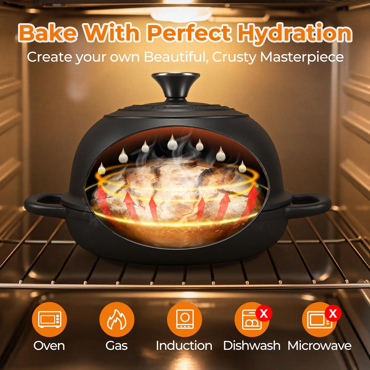 AHJ cast iron bread pot delivers even heat for bakery-quality bread.