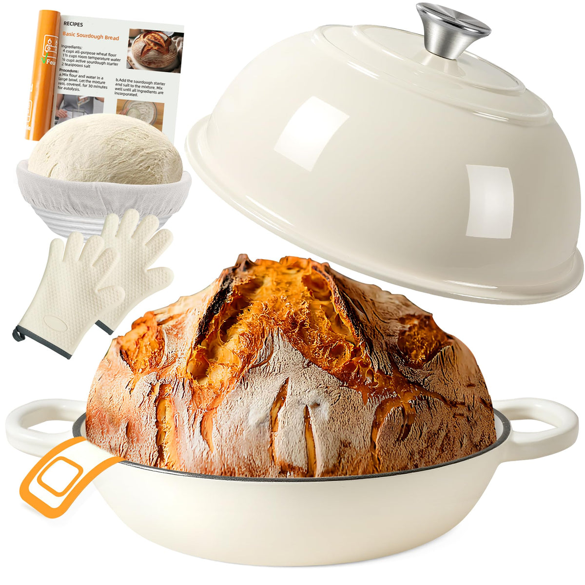 AHJ 6QT Dutch Oven for bread baking delivers even heat for crusty artisan bread