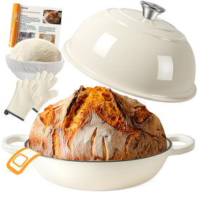 AHJ 6QT Dutch Oven for bread baking delivers even heat for crusty artisan bread