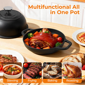 AHJ Dutch oven serves as searing pan and shallow fryer in one.
