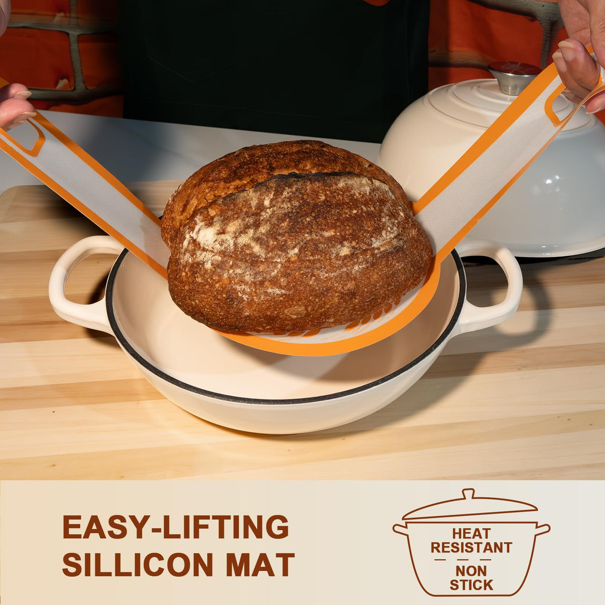 AHJ Silicone bread sling for safe, easy dough transfer