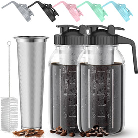 AHOMSEL two-pack 64 oz cold brew jar with handle for easy pouring.