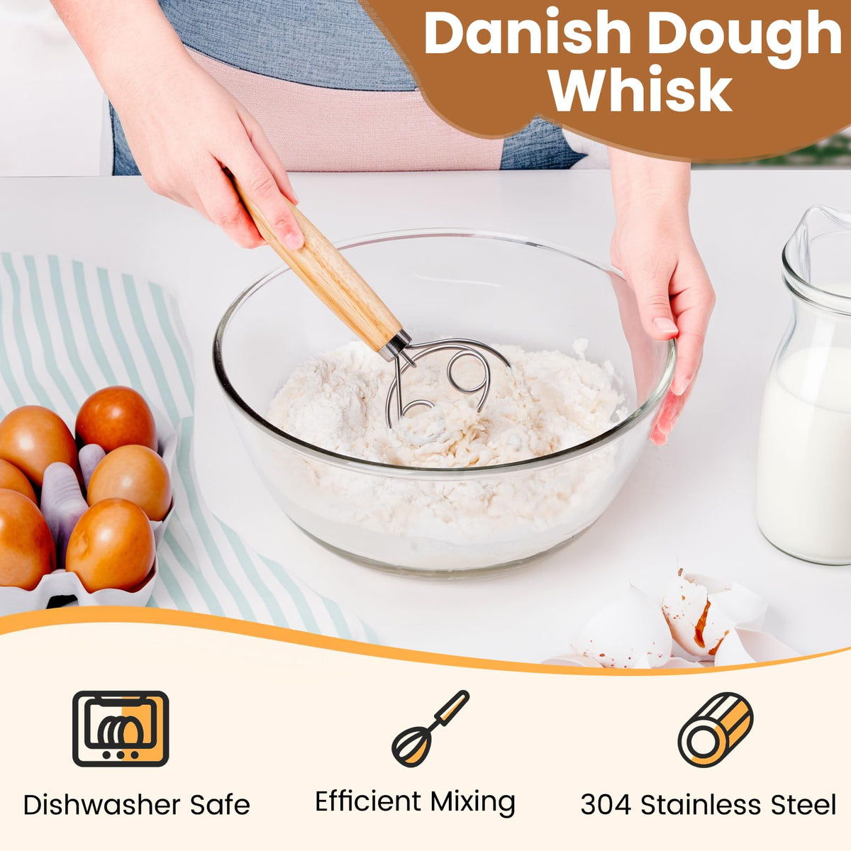 AHUAWA bench scraper for dough portioning and countertop cleanup.