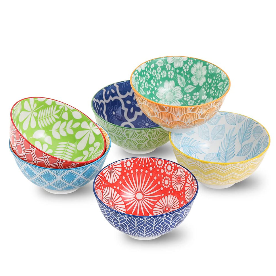 AHX Dessert Bowls Set6 in colorful pattern for vibrant desserts