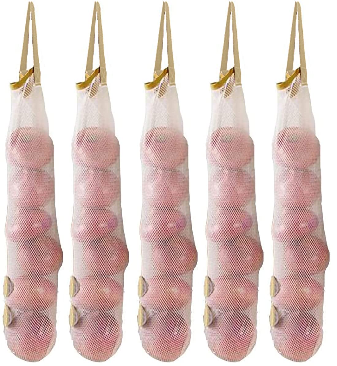 Ahyuan hanging mesh bags with a 6.5 inch top opening for quick produce access