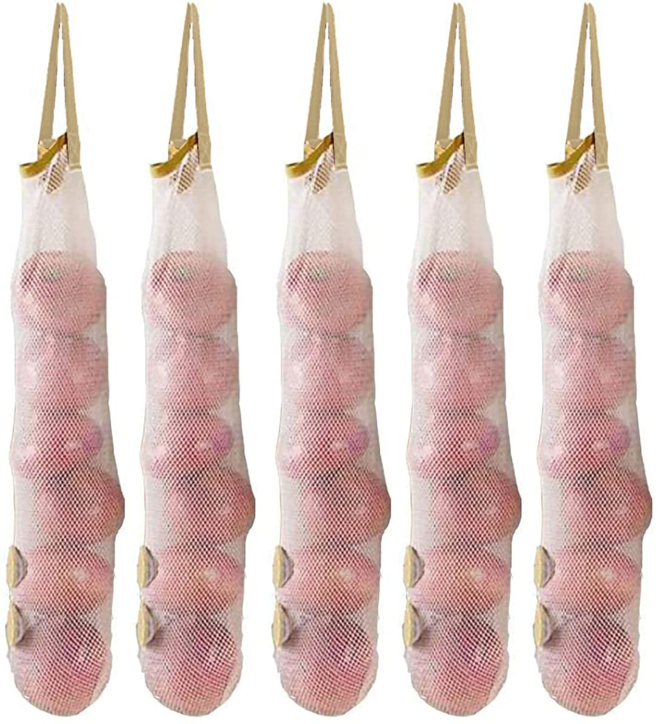 Ahyuan hanging mesh bags with a 6.5 inch top opening for quick produce access