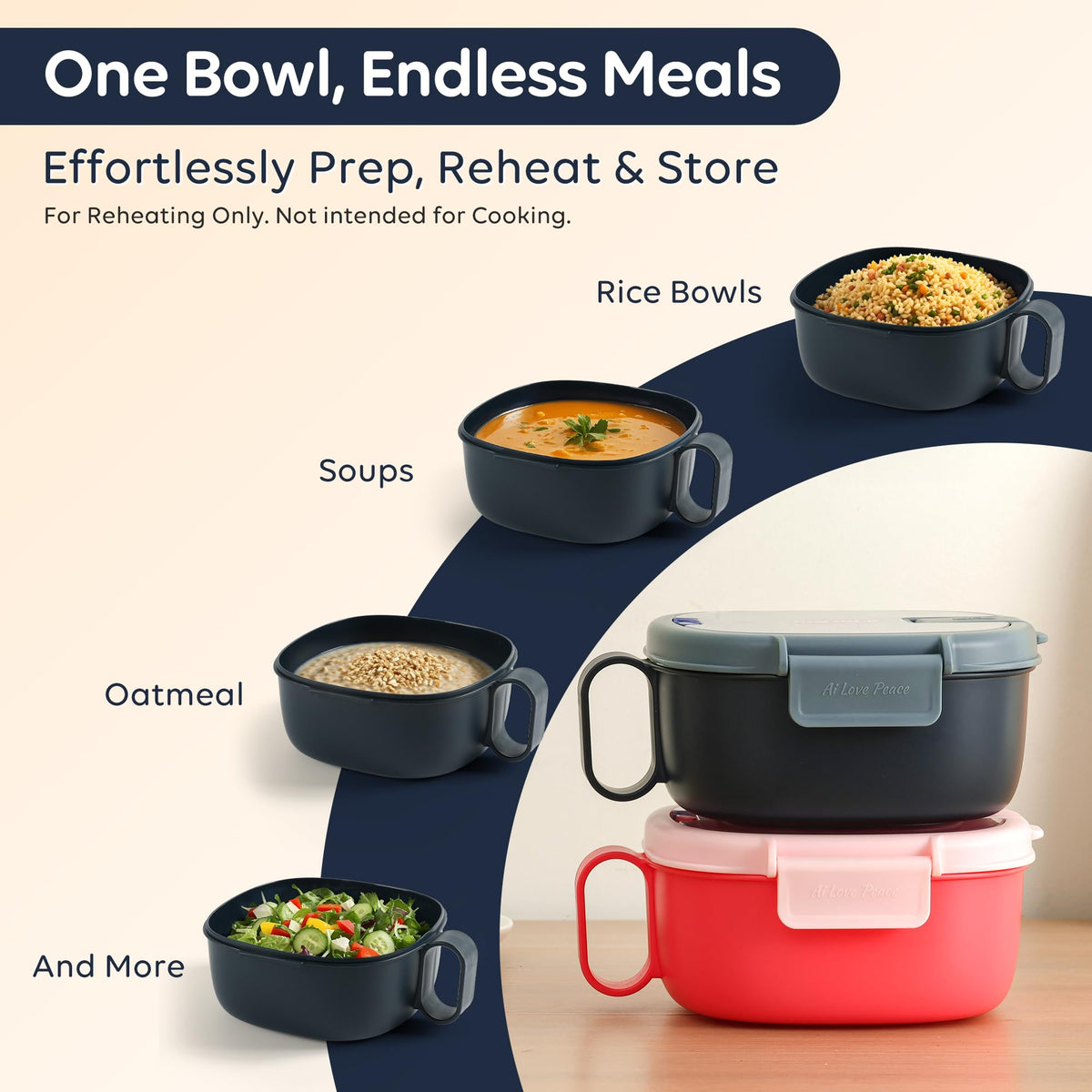 AI LOVE PEACE dishwasher safe bowl for easy cleanup after meals