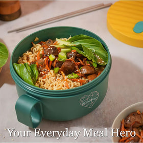 AI LOVE PEACE pho and pasta ready in one bowl.
