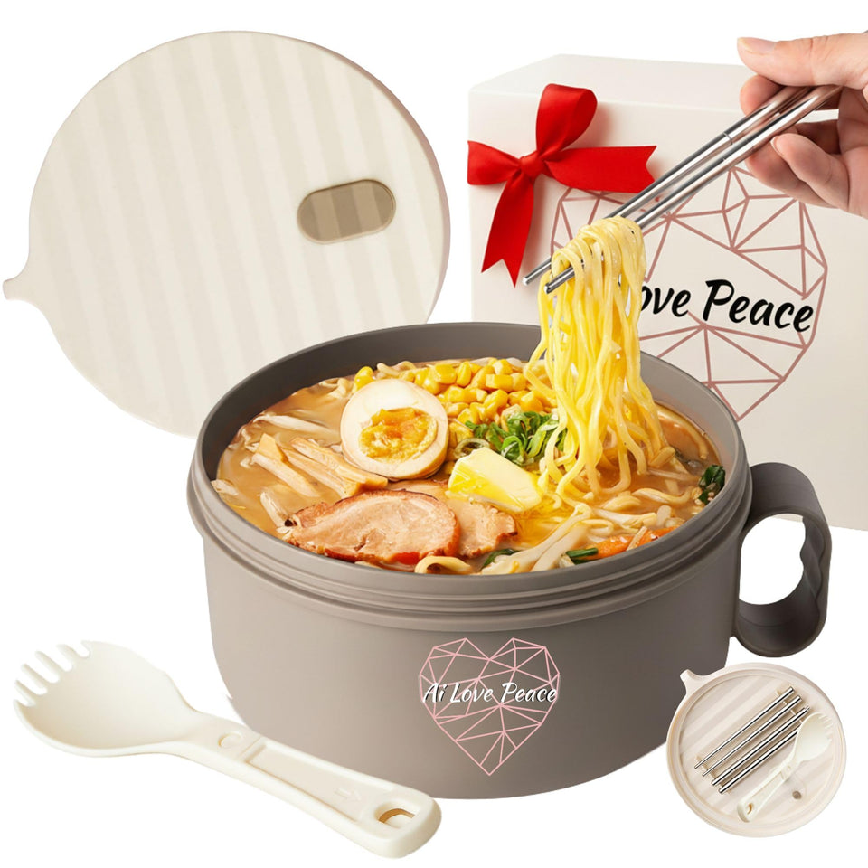 AI LOVE PEACE ramen bowl with 40oz capacity for quick, hearty meals.