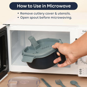 AI LOVE PEACE ramen bowl in use during travel or study breaks