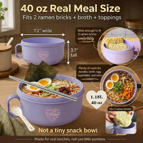 AI LOVE PEACE ramen bowl with vented lid for safe steam release