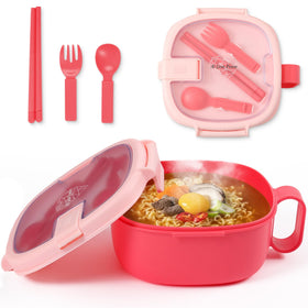 AI LOVE PEACE ramen bowl with lid ensuring spill-free reheating and convenient storage.