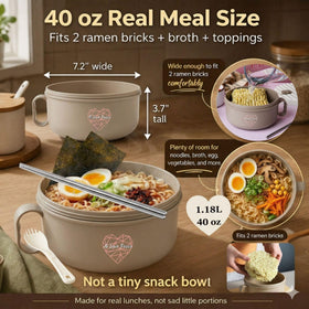 AI LOVE PEACE microwave-safe ramen bowl ready for fast, convenient cooking.