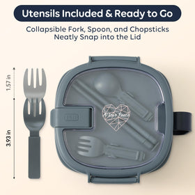 AI LOVE PEACE square bowl cradling noodles for even reheating