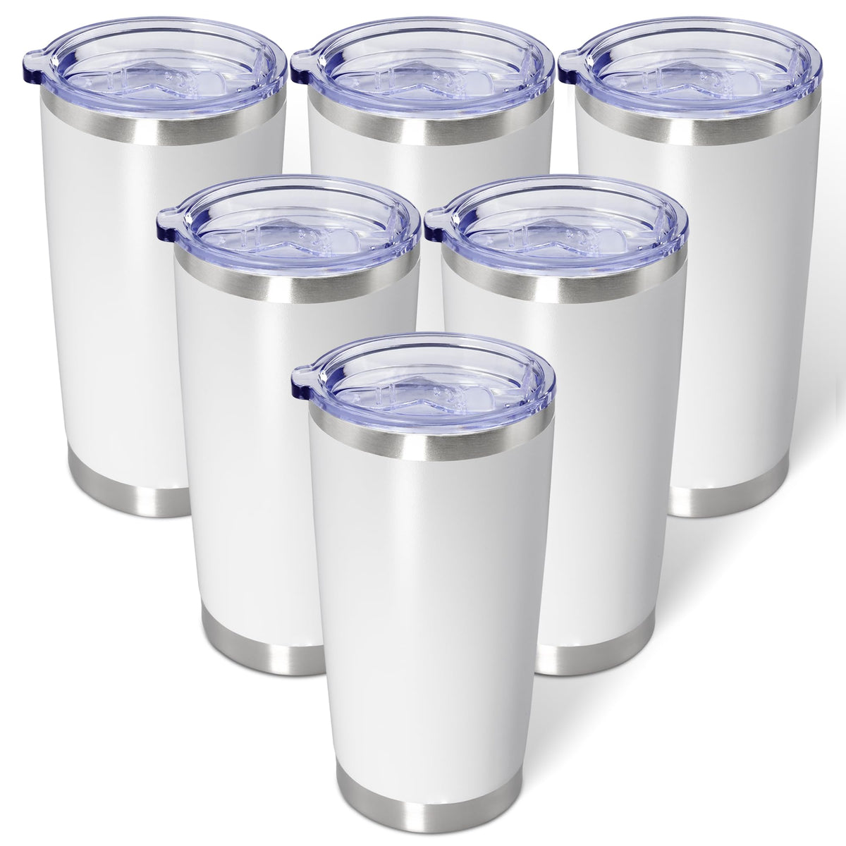 AIANJI 20oz white tumbler bulk pack for hot coffee or cold water on the go.