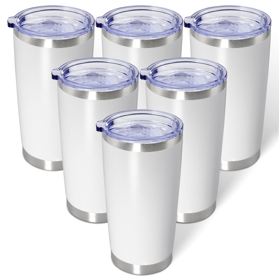AIANJI 20oz white tumbler bulk pack for hot coffee or cold water on the go.
