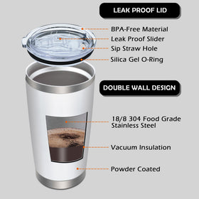 AIANJI 20oz white tumbler with powder-coated finish offers better grip.