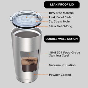 AIANJI tumbler with lid closed demonstrates spill-resistant seal for travel.
