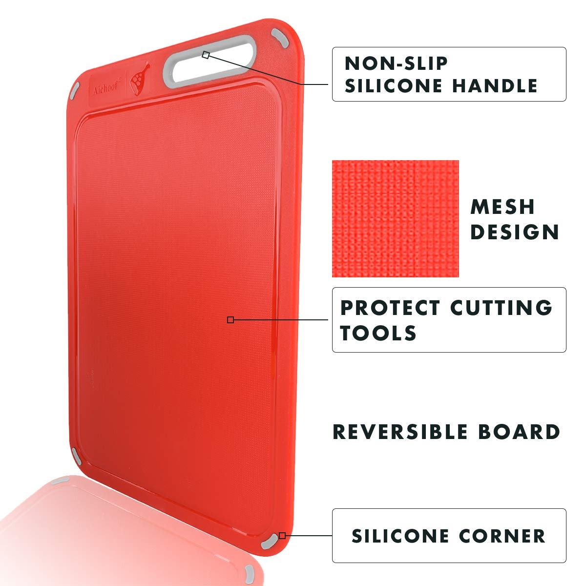 Aichoof blue cutting board for fish and seafood to protect flavors.