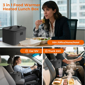 AICPAN car power cord connected to the lunch box for on-the-road heating