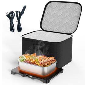 AICPAN portable electric lunch box inside view with ready-to-serve meals for reheating on the go