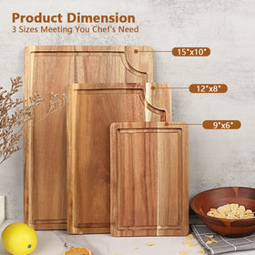 AIDEA Acacia cutting board set medium 12x8 versatile chopping and prep tasks