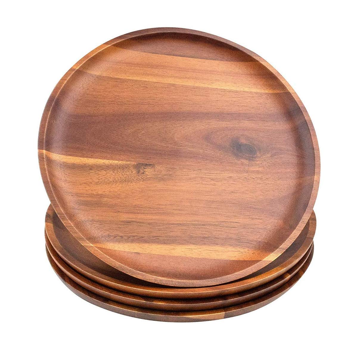AIDEA Acacia wood dinner plate 11-inch round with natural grain for versatile meals.