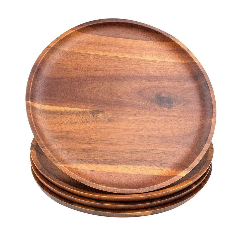 AIDEA Acacia wood dinner plate 11-inch round with natural grain for versatile meals.