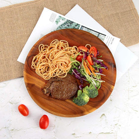 AIDEA Acacia wood dinner plate set of four ideal for shared family dining.