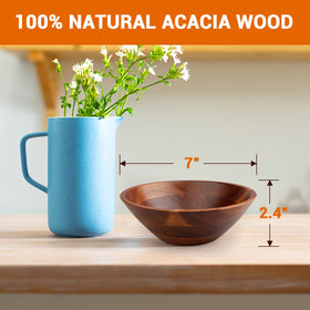AIDEA Acacia wooden bowls close-up reveals unique grain and warm tones for stylish presentation.