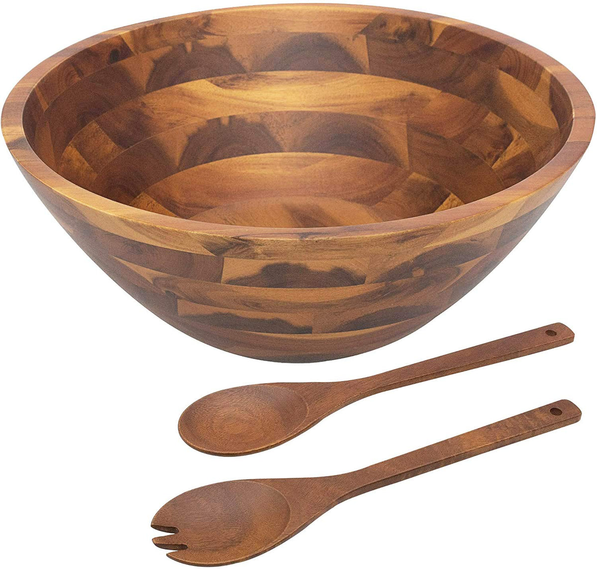 AIDEA large acacia salad bowl with 12.5-inch diameter showcasing natural grain