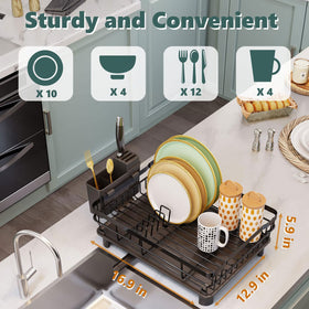 AIDERLY countertop drying rack ideal for quick washing of breakfast to dinner dishes.