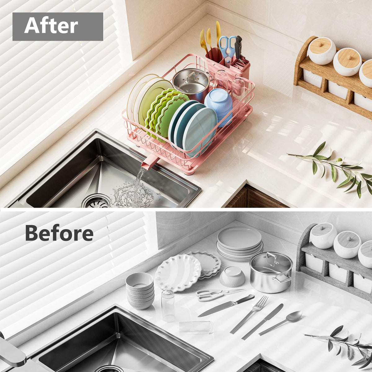 AIDERLY Iron Dish Drying Rack is easy to assemble with a sturdy frame and raised drainboard.