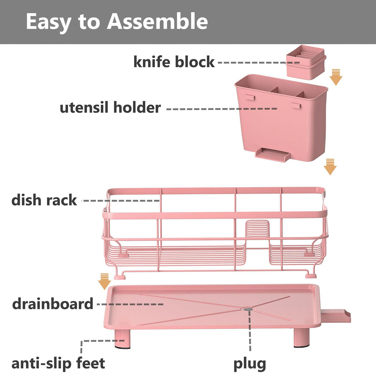 AIDERLY Iron Dish Drying Rack suits two to three person households for quick washing.