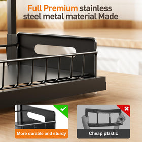 AIDIAM under-sink organizer with kitchen bathroom shelves fits around pipes.