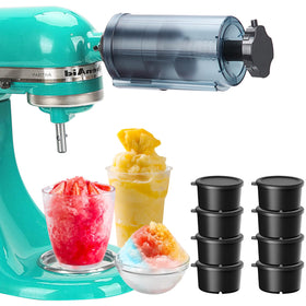 Aien shave ice attachment on a KitchenAid mixer enabling quick snow cones at home.
