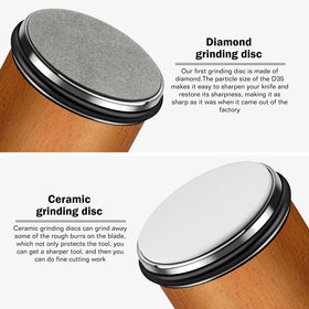 AIERLIAN knife sharpener ceramic disc polishing for ultra-smooth edge.