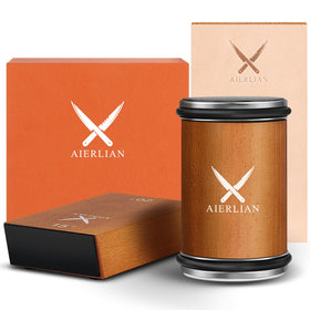 AIERLIAN knife sharpener roller on wood base for precise edge maintenance.