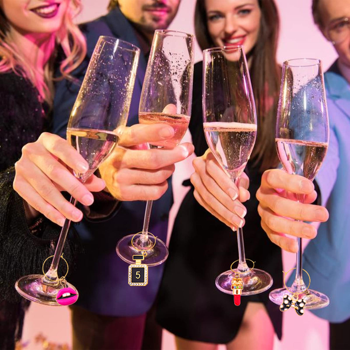 AIERSA wine glass charms bow motif adds cute charm to gatherings