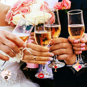 AIERSA wine glass charms caps and lipstick for chic stem markers
