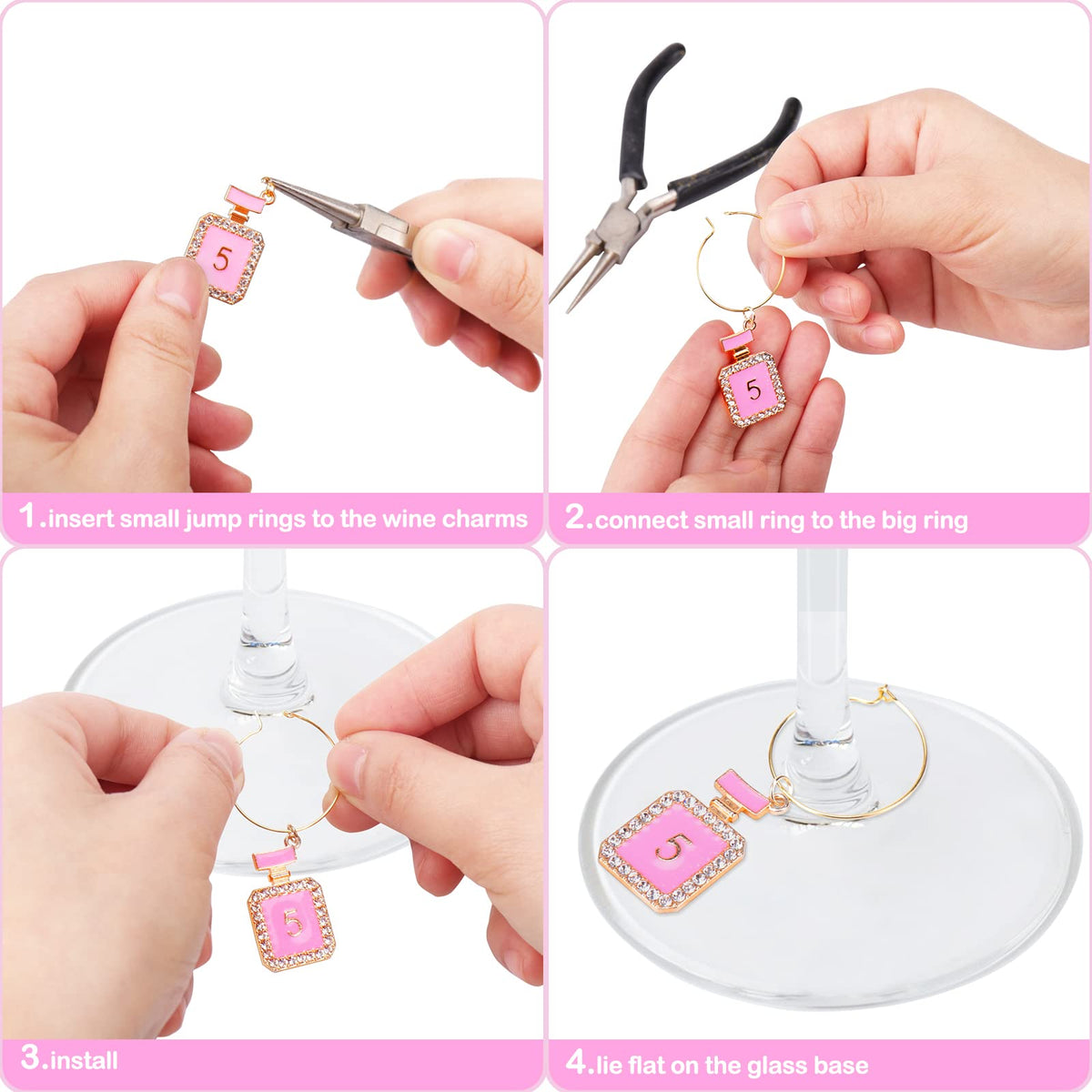 AIERSA wine glass charms heart and eyeshadow for glamorous touch